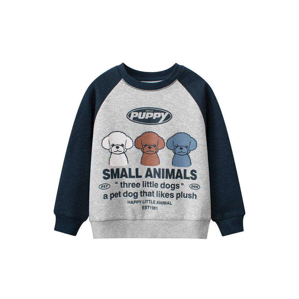 MyKids-USA® Baby Boy Kids Puppy Dogs Cartoon Crew Neck Long Sleeve Fleece Pullover