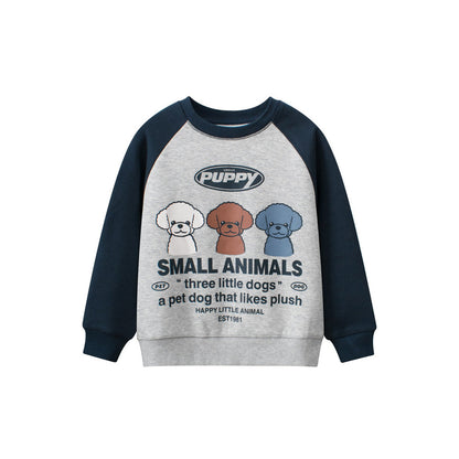MyKids-USA® Baby Boy Kids Puppy Dogs Cartoon Crew Neck Long Sleeve Fleece Pullover