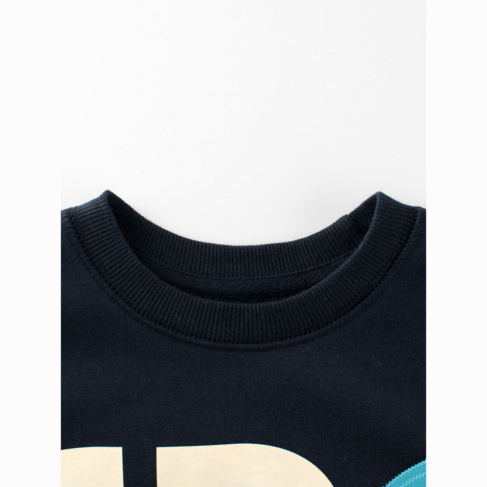 MyKids-USA® Baby Boy Kids Letters Printing Crew Neck Long Sleeve Fleece Pullover