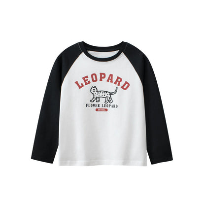 MyKids-USA® Baby Boy Kids Leopard Cartoon Letters Printing Crew Neck Long Sleeve Pullover