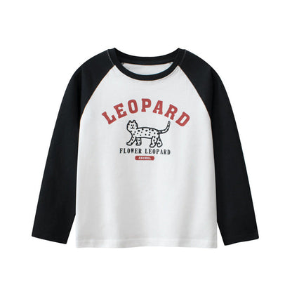 MyKids-USA® Baby Boy Kids Leopard Cartoon Letters Printing Crew Neck Long Sleeve Pullover