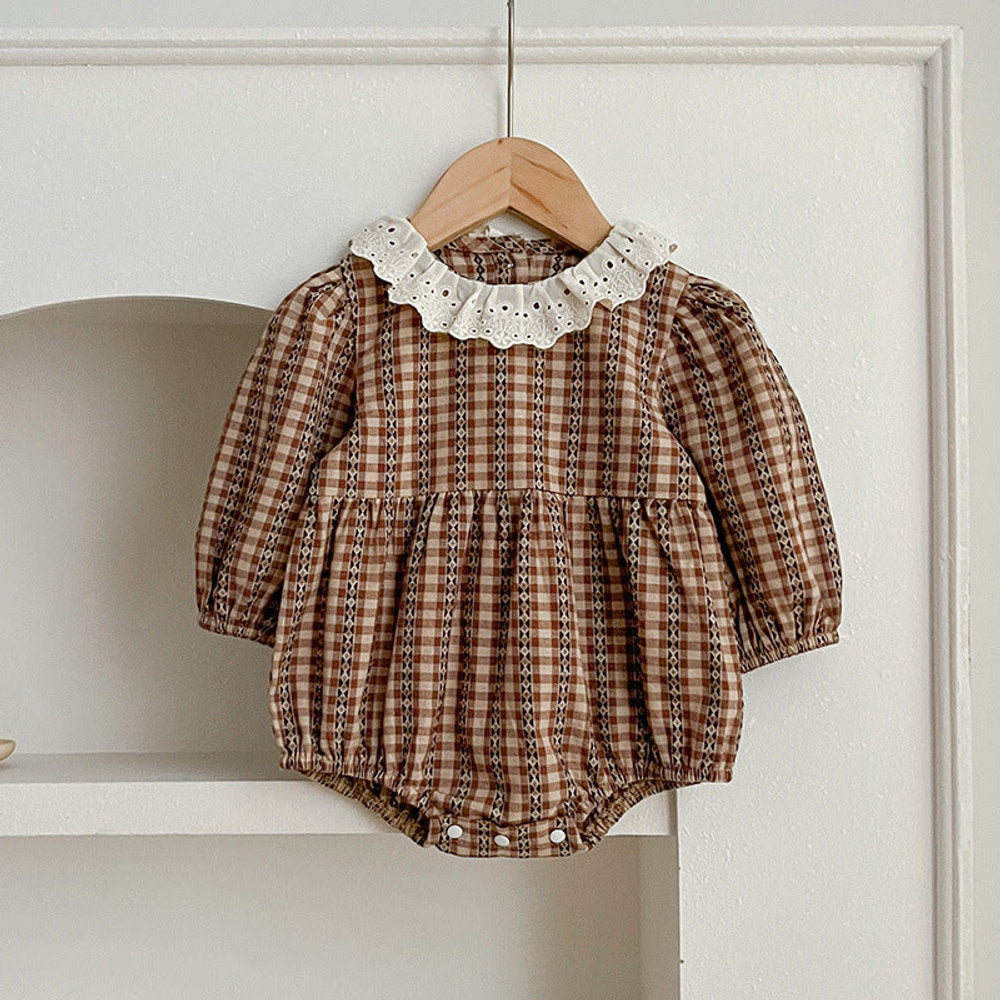 MyKids-USA® New Baby Vintage Plaid bodysuit And Dress For Girls With Long Sleeves – Family Sister Matching Set
