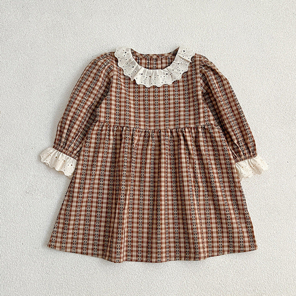 MyKids-USA® New Baby Vintage Plaid bodysuit And Dress For Girls With Long Sleeves – Family Sister Matching Set