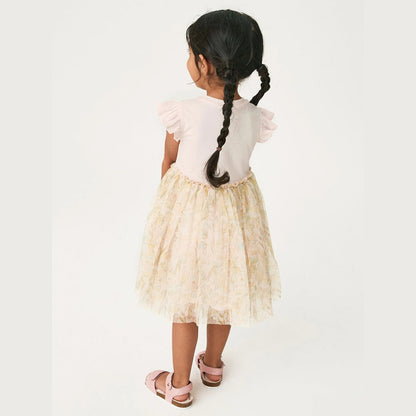 MyKids-USA® Baby Girls Short Sleeves Unicorn Cartoon Floral Chiffon Dress