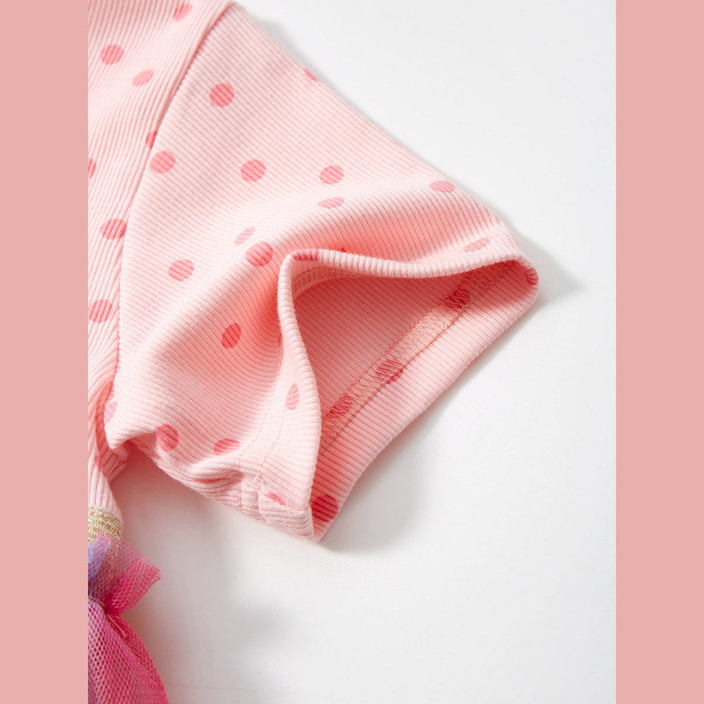 MyKids-USA® Baby Girls Short Sleeves Polka Dots Rainbow Chiffon Dress
