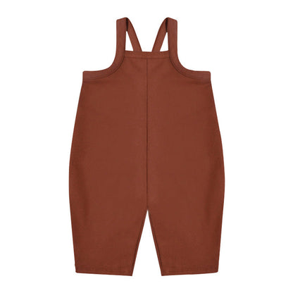 MyKids-USA® Baby Unisex Kids Cozy Crew Neck Long Sleeve Pullover And Solid Color Overalls For Clothing Set