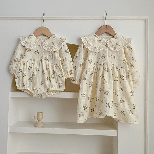Adorable Baby Lace Collar bodysuit or Floral Pattern Girls Dress