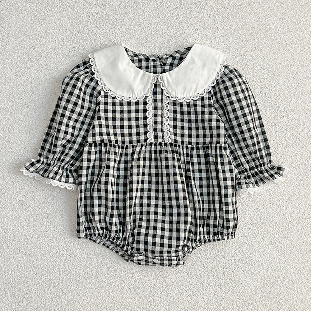 MyKids-USA® Baby Black Plaid bodysuit And Dress For Girls With Long Sleeves – Family Sister Matching Set