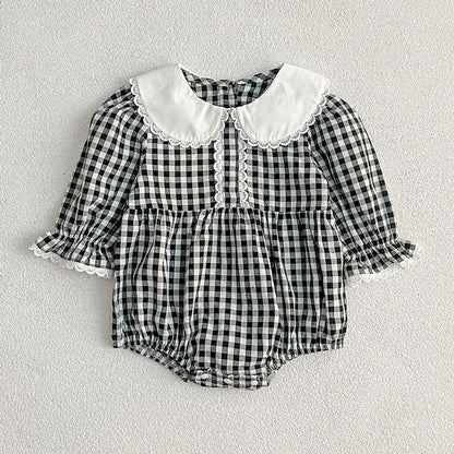 MyKids-USA® Baby Black Plaid bodysuit And Dress For Girls With Long Sleeves – Family Sister Matching Set