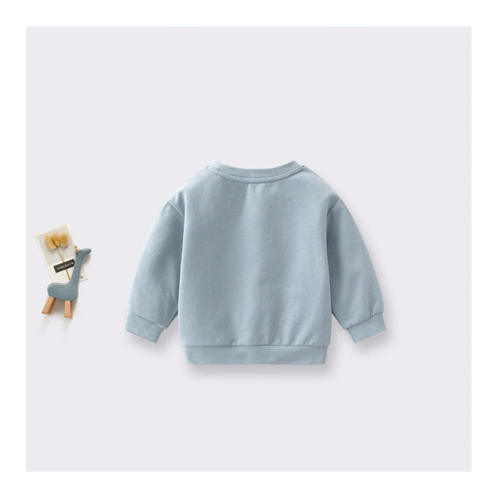 MyKids-USA® Baby Unisex Kids Plain Rainbow Embroidery Logo Crew Neck Long Sleeve Pullover