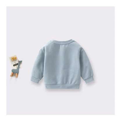 MyKids-USA® Baby Unisex Kids Plain Rainbow Embroidery Logo Crew Neck Long Sleeve Pullover