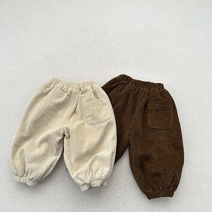MyKids-USA® Children’s Cozy Lantern Pants – Retro Corduroy Trousers For Boys And Girls, Warm And Stylish Cuffed Bottoms