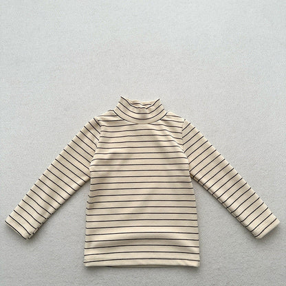 MyKids-USA® Unisex Baby Kids Stretch Solid Long Sleeve Sweatshirt Top With Half Turtleneck And Brushed Inner Layer