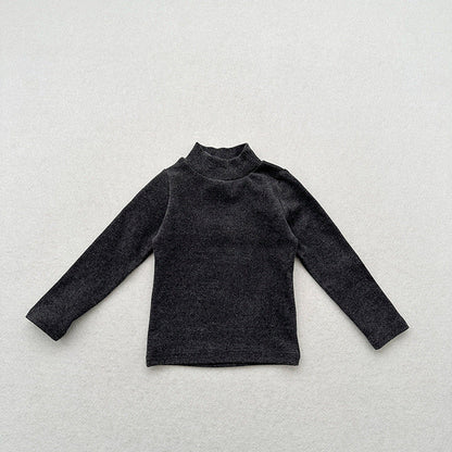 MyKids-USA® Unisex Baby Kids Stretch Solid Long Sleeve Sweatshirt Top With Half Turtleneck And Brushed Inner Layer