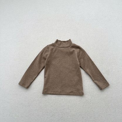 MyKids-USA® Unisex Baby Kids Stretch Solid Long Sleeve Sweatshirt Top With Half Turtleneck And Brushed Inner Layer