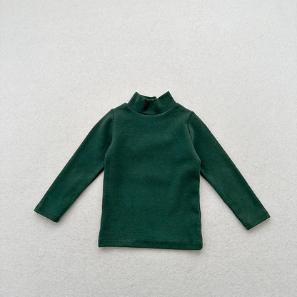 MyKids-USA® Unisex Baby Kids Stretch Solid Long Sleeve Sweatshirt Top With Half Turtleneck And Brushed Inner Layer