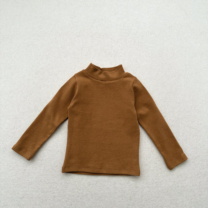 MyKids-USA® Unisex Baby Kids Stretch Solid Long Sleeve Sweatshirt Top With Half Turtleneck And Brushed Inner Layer