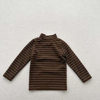 MyKids-USA® Unisex Baby Kids Stretch Solid Long Sleeve Sweatshirt Top With Half Turtleneck And Brushed Inner Layer