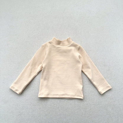 MyKids-USA® Unisex Baby Kids Stretch Solid Long Sleeve Sweatshirt Top With Half Turtleneck And Brushed Inner Layer