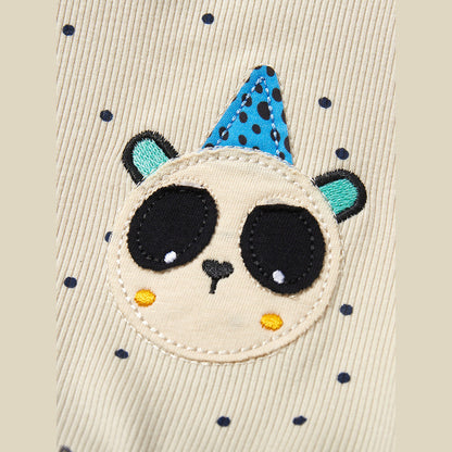 MyKids-USA® Baby Girls Short Sleeves Panda Cartoon Polka Dots Chiffon Dress