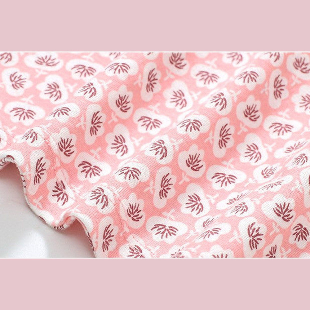 MyKids-USA® Pink Baby Girl Allover Floral Graphic Puff Sleeve Square Neck Cotton T-Shirt
