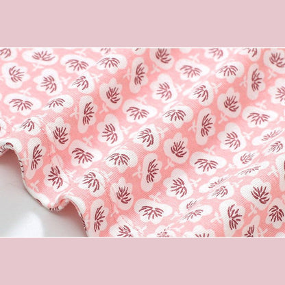 MyKids-USA® Pink Baby Girl Allover Floral Graphic Puff Sleeve Square Neck Cotton T-Shirt