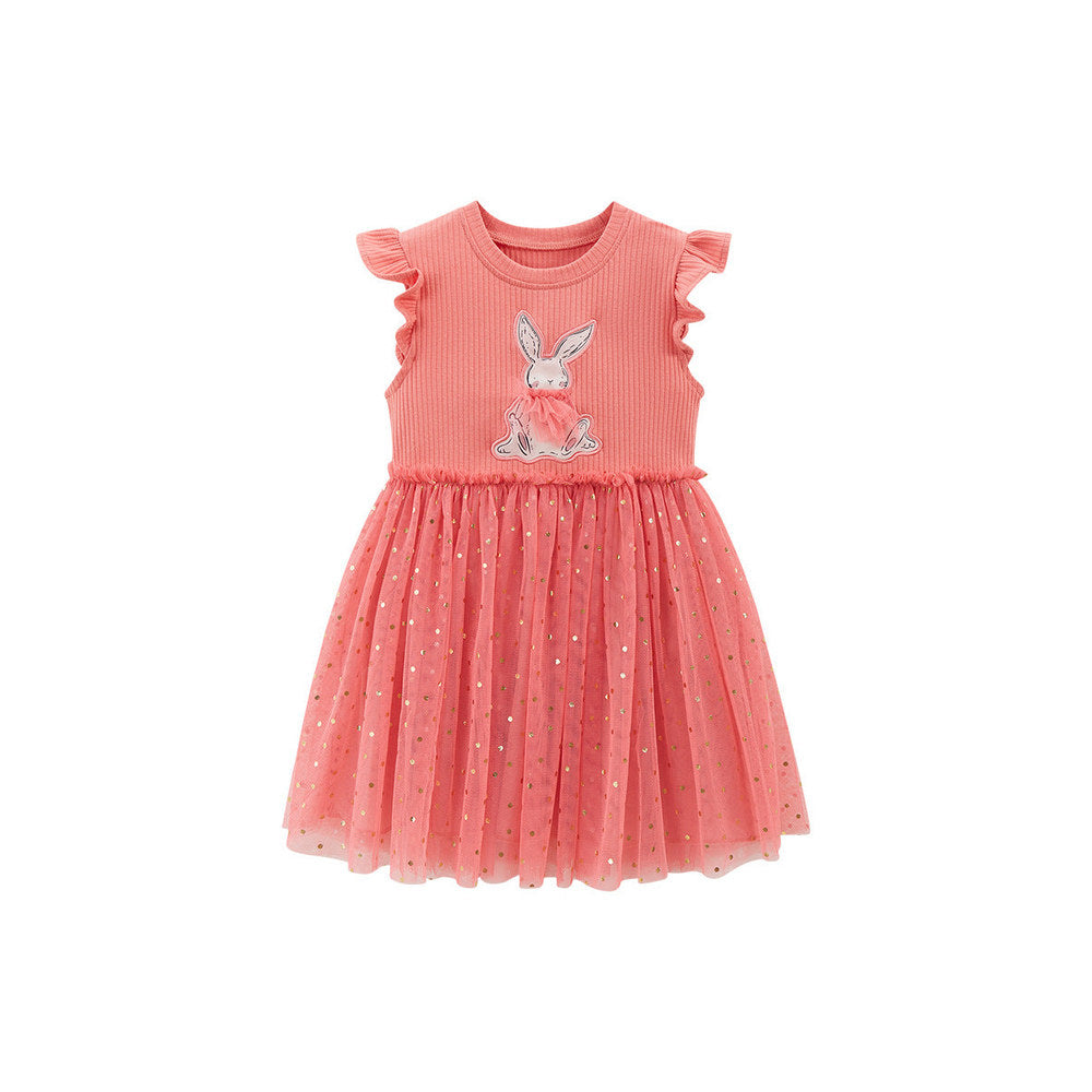 MyKids-USA® Baby Girls Sleeveless Rabbit Cartoon Chiffon Dress