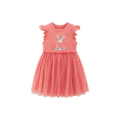 MyKids-USA® Baby Girls Sleeveless Rabbit Cartoon Chiffon Dress