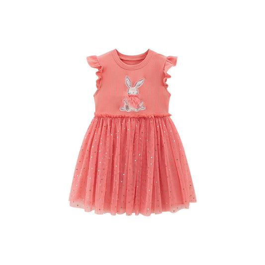 MyKids-USA® Summer Baby Girls Sleeveless Rabbit Cartoon Chiffon Dress