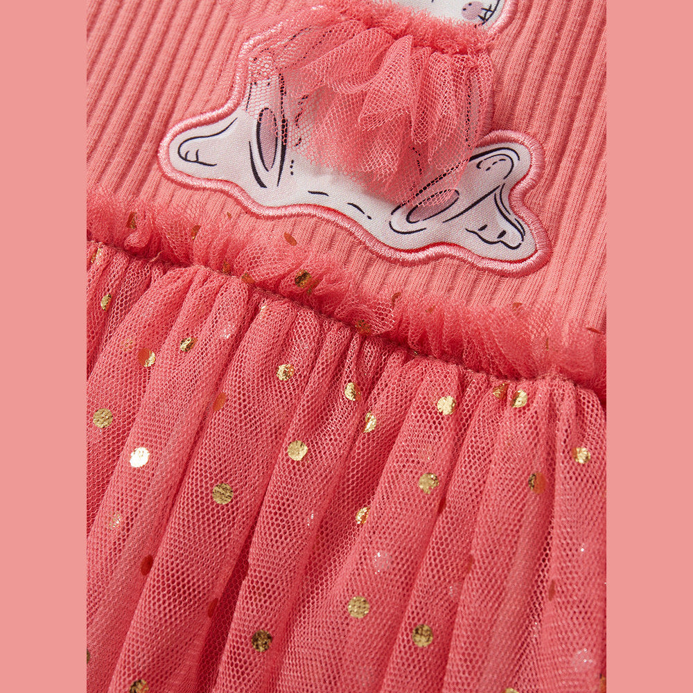 MyKids-USA® Baby Girls Sleeveless Rabbit Cartoon Chiffon Dress