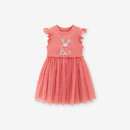 MyKids-USA® Baby Girls Sleeveless Rabbit Cartoon Chiffon Dress