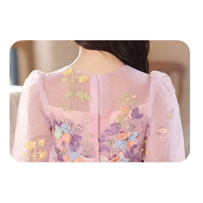 MyKids-USA® Princess Purple Birthday Dress For Girls: Luxurious Long-Sleeved Piano Performance Attire, Perfect For Celebrations