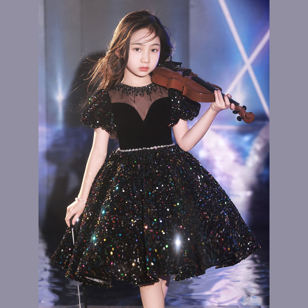 MyKids-USA® Shimmering Hostess Evening Gown For Girls: Perfect Attire For Piano Performances