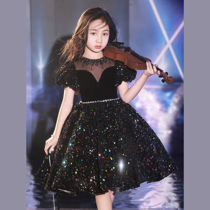 MyKids-USA® Shimmering Hostess Evening Gown For Girls: Perfect Attire For Piano Performances