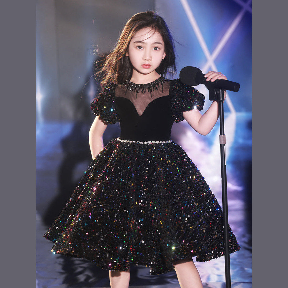 MyKids-USA® Shimmering Hostess Evening Gown For Girls: Perfect Attire For Piano Performances