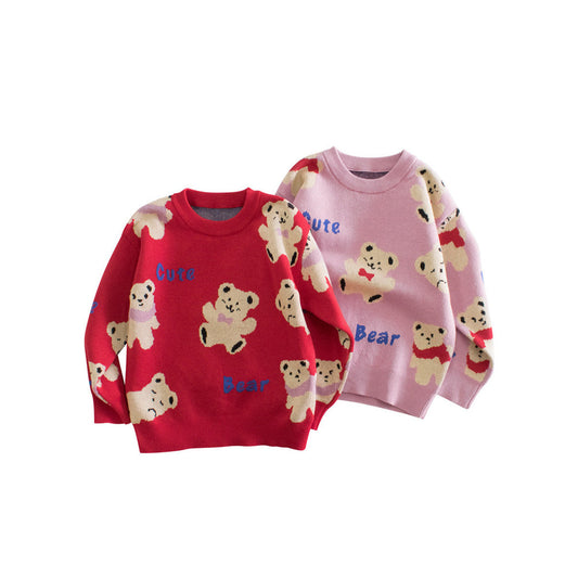 MyKids-USA® Colors Of Children Girls Knitted Cute Teddy Bear Pullover Sweater For – Baby Clothing