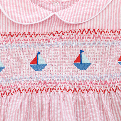 MyKids-USA® Summer Baby Girls Sleeveless Sailboat Pattern Striped Dress