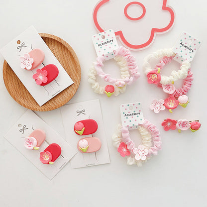 MyKids-USA® Sweet Girl Collection: Cute Floral Fabric Hairband And Bangs Clip, Lovely Hair Accessories For Girls Set