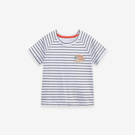 MyKids-USA® Baby Kids Girls Striped Hedgehog Logo Short Sleeves T-Shirt