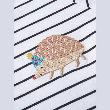 MyKids-USA® Baby Kids Girls Striped Hedgehog Logo Short Sleeves T-Shirt