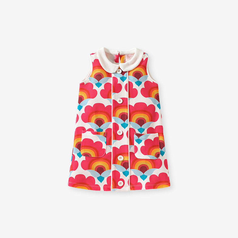 MyKids-USA® Baby Girls Sleeveless Floral Pattern Single Breasted Dress