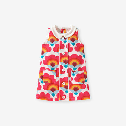 MyKids-USA® Baby Girls Sleeveless Floral Pattern Single Breasted Dress