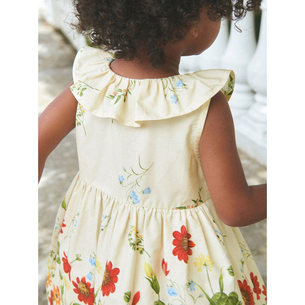 MyKids-USA® Girls Sleeveless Floral Pattern Single Breasted Dress