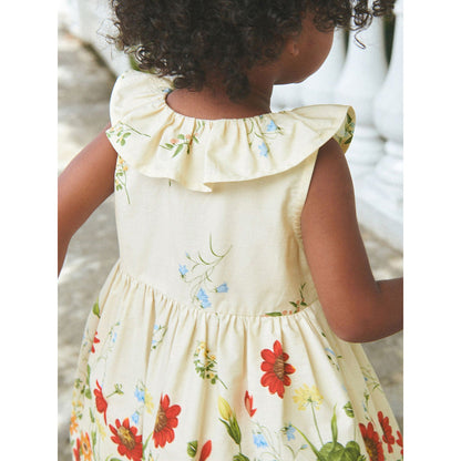 MyKids-USA® Girls Sleeveless Floral Pattern Single Breasted Dress