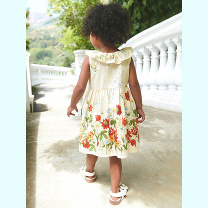 MyKids-USA® Girls Sleeveless Floral Pattern Single Breasted Dress