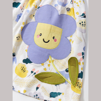 MyKids-USA® Baby Girls Peter Pan Collar Short Sleeves Floral Dress