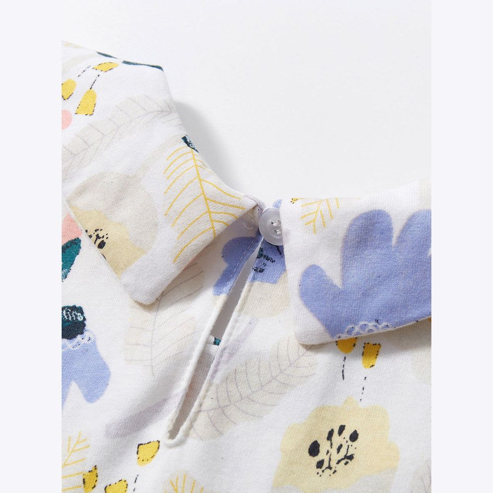 MyKids-USA® Baby Girls Peter Pan Collar Short Sleeves Floral Dress