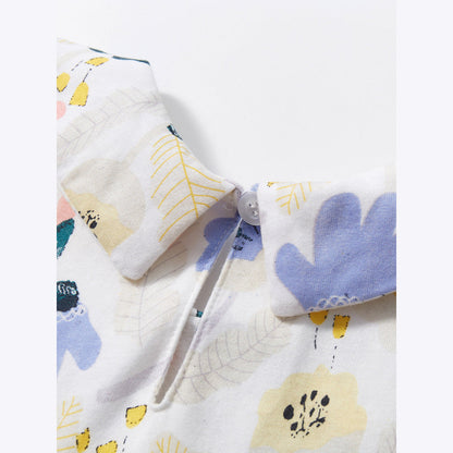 MyKids-USA® Baby Girls Peter Pan Collar Short Sleeves Floral Dress