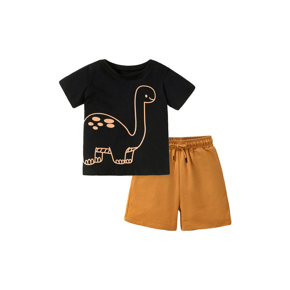 MyKids-USA® Baby And Kids Boys Dinosaur Cartoon Short Sleeves Top And Shorts Casual Clothing Set