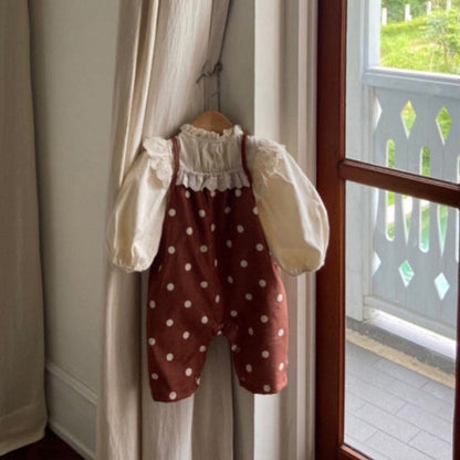 MyKids-USA® Baby Kids Girls Polka Dots Overalls Design Romper